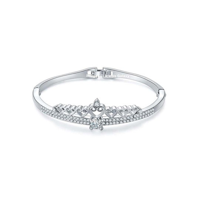 Silver-Plated Cubic Zirconia Studded Cuff Bracelet